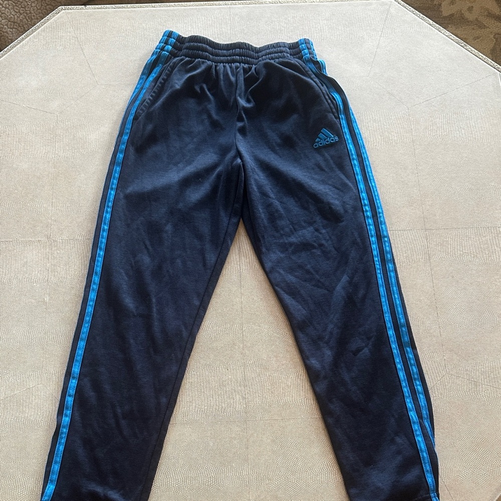 Adidas Kids Navy Joggers with Blue Accents